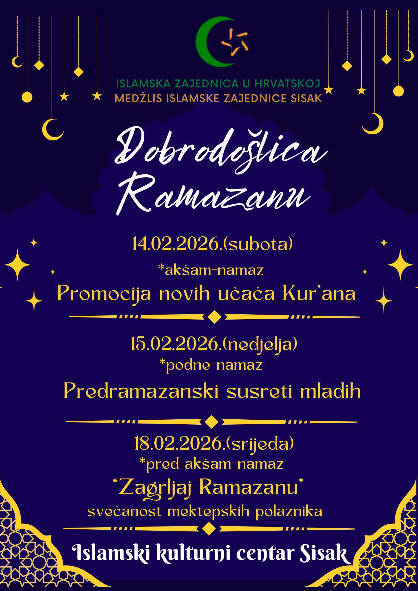 Dobrodošlica Ramazanu u MIZ Sisak.jpg - MIZ Sisak najavljuje predramazanske programe povodom dolaska mubarek Ramazana